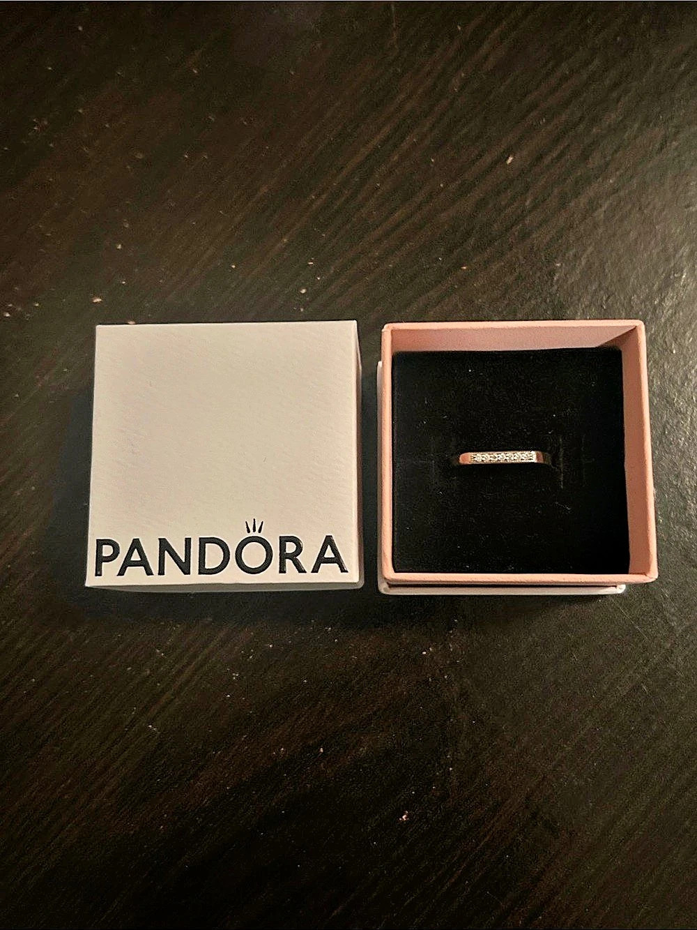 PANDORA Square Sparkle Halo Ring Stone-Set Band Ring in Silver Like New